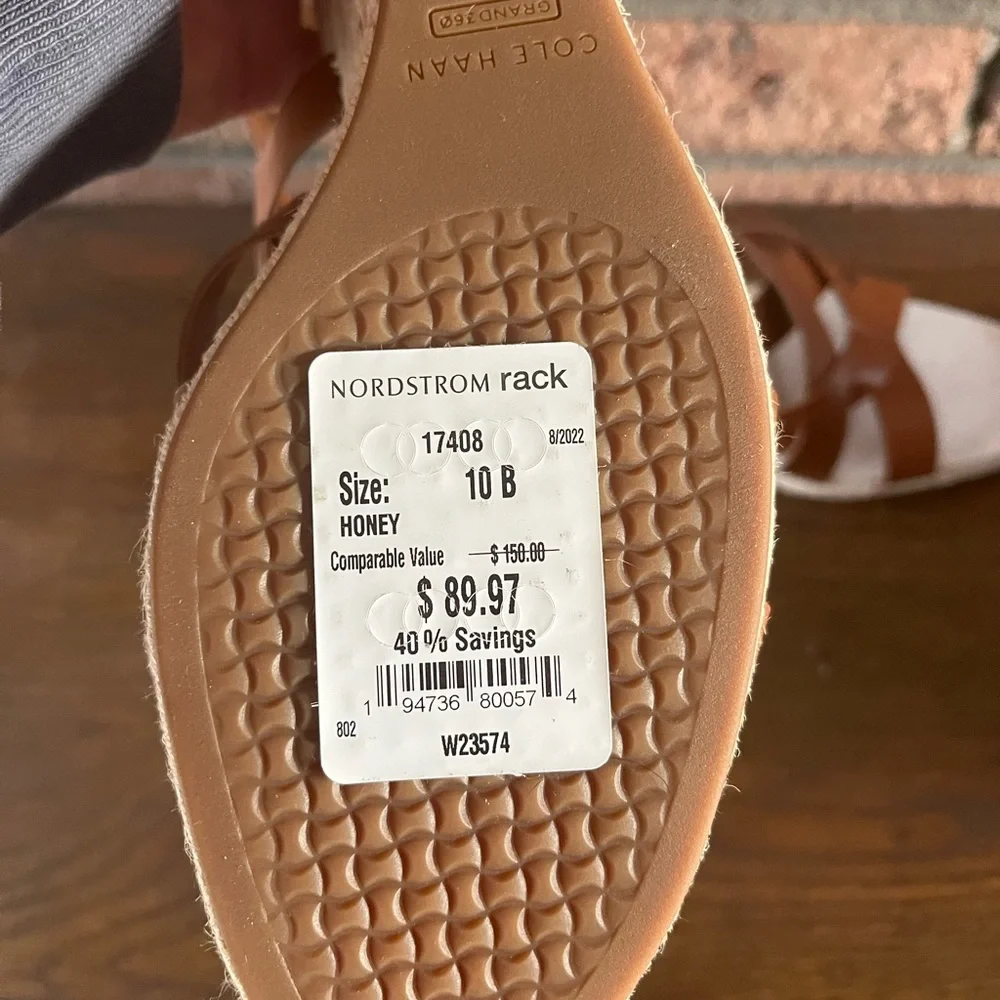 Women's Tan Leather Wedge Sandals - Classic Strappy Espadrille